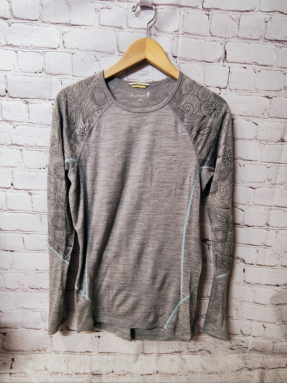 Smartwool  Paisley Women's Large Merino Wool Heather Long Sleeve Hiking Shirt Ba